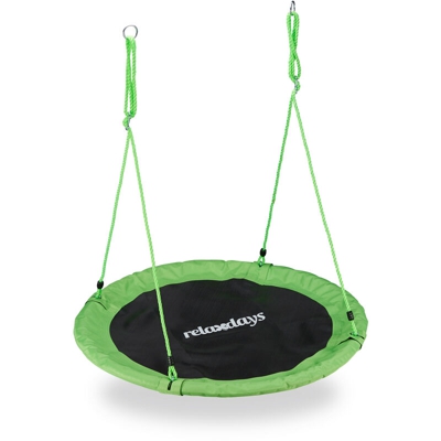 Relaxdays - Altalena da Giardino a Nido, per Bambini e Adulti, Regolabile, Ø 110 cm, Portata Max. 100 kg, Verde