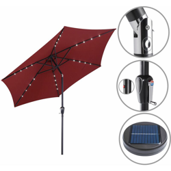 Ombrellone con 24 LED a energia solare Ø 270cm parasole idrorepellente Rosso en oferta