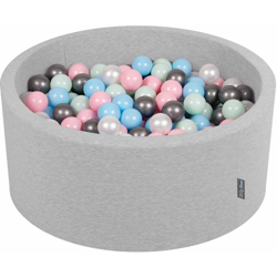 90X40cm/300 Palline ? 7CM Piscina Di Palline Colorate Per Bambini Tondo Fabbricato In EU, Grigio Ch:Perla/Rosa Chiaro/Azzurro/Menta/Argento - grigio precio