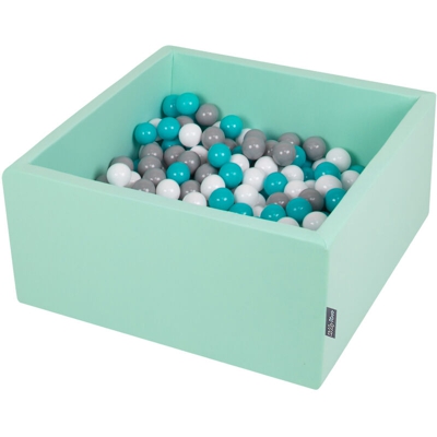 90X40cm/200 Palline ? 7CM Quadrato Piscina Di Palline Colorate Per Bambini Fabbricato In EU, Menta: Grigio/Bianco/Turchese - menta: