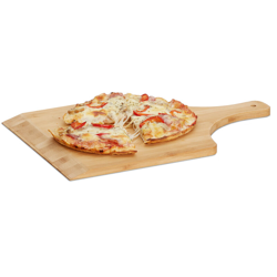 Relaxdays - Paletta per pizza in bambù 45 x 30 cm vassoio pizza angoli arrotondati con manico pala per pane beige en oferta