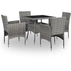 Set Mobili da Pranzo per Giardino 5pz Grigio Polyrattan e Vetro características