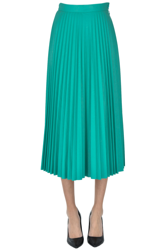 Pleated eco-leather midi skirt precio