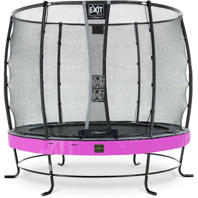 SOLO TRAMPOLINO Tappeto elastico da giardino rotondo 251cm con rete di sicurezza Deluxe - rosa. Con telaio molto stabile. Un trampolino elastico di