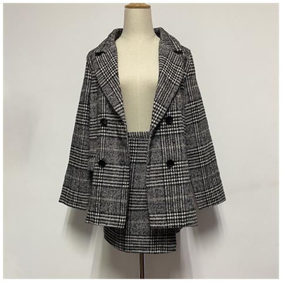 Costumi Da Donna Autunnali Set In Due Pezzi, Completo Blazer Scozzese, Set Gonna Corta A Matita, Giacca Oversize Outwear Donna [ grigio / M]