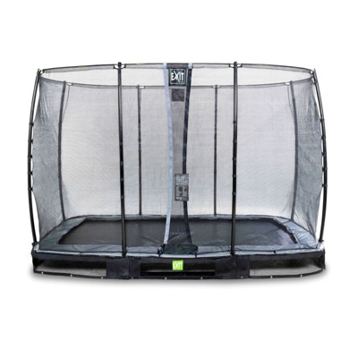 Exit - SOLO TRAMPOLINO Tappeto elastico interrato rettangolare 214x366cm - nero. Con rete di sicurezza a chiusura automatica e bordo protettivo