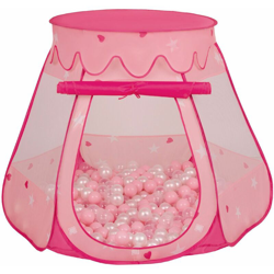 Selonis Tenda 105X90cm/200 Palline Castello Con Palline Colorate Per Bambini, Rosa:Rosa Chiaro/Perla/Trasparente - rosa:rosa chiaro/perla/trasparente precio