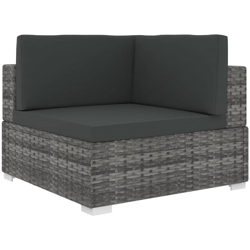 Asupermall - Poltrona Modulare ad Angolo 1 pz con Cuscini Polyrattan Grigio precio