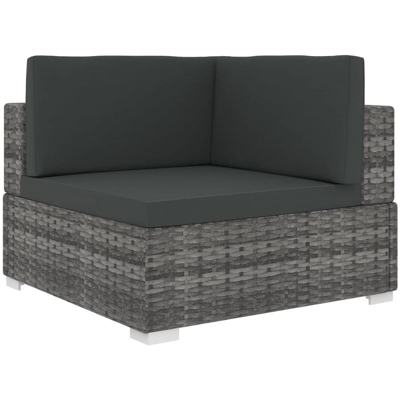 Asupermall - Poltrona Modulare ad Angolo 1 pz con Cuscini Polyrattan Grigio