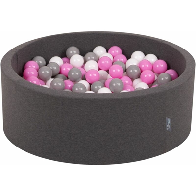 90X30cm/300 Palline ? 7CM Piscina Di Palline Colorate Per Bambini Tondo Fabbricato In EU, Grigio Sc:Grigio/Bianco/Rosa - grigio sc:grigio/bianco/rosa