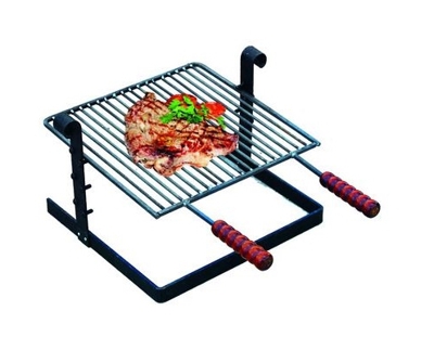 EAC - Griglia per barbecue in ferro battuto con manici in legno 40X40 cm