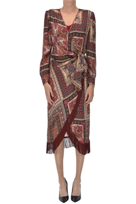 Printed crepè wrap dress