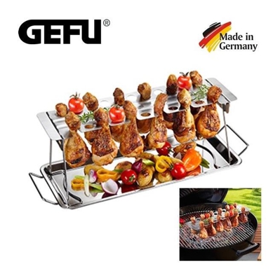 Gefu - SUPPORTO PER CUOCERE 12 COSCE DI POLLO X FORNO O BARBECUE IN ACCIAIO INOX ' '