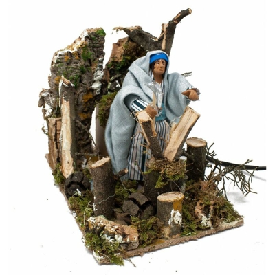 Pastore 20 cm x 14 cm 'Il Taglia Legna' 15 cm in Movimento per Presepe - 49563