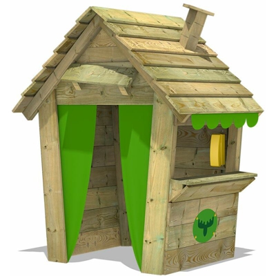 FATMOOSE Capanne da giardino per bambini PandaPark Pro XXL casa dei bambini giardino giochi in legno con camino, finestra e contatore, Clubhouse da