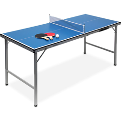 Tavolo Ping Pong, HLP 71 x 150 x 67 cm, Trasportabile, Rete, Palline, Racchette, Interni, MDF e Metallo, Blu en oferta