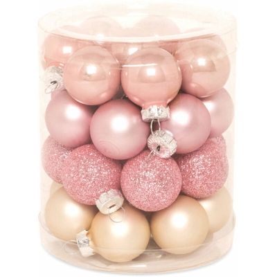 Palline per albero di Natale, set da 32 pz - rosa e oro