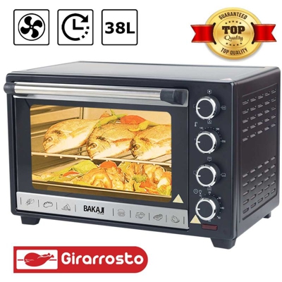 Forno Fornetto Elettrico Ventilato 38 litri 1600W Luce Interna Timer Girarrosto