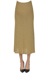 Ribbed lurex knit midi skirt características