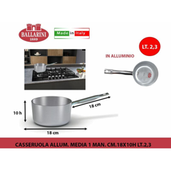 Casseruola media in alluminio con un manico professionale cm 18 - Ballarini en oferta