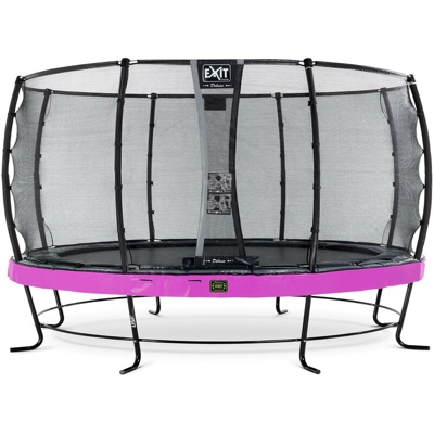 SOLO TRAMPOLINO Tappeto elastico da giardino rotondo 427cm con rete di sicurezza Deluxe - rosa. Con telaio molto stabile. Un trampolino elastico di