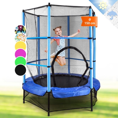 Rocketbaby Trampolino Elastico 140 cm Rete Di Sicurezza Interna Blu