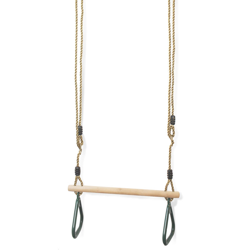 Todeco - Altalena a trapezio in legno, Altalena con anelli da ginnastica, Verde, 200 cm, Materiale: Plastica (PP, PE), Legna características