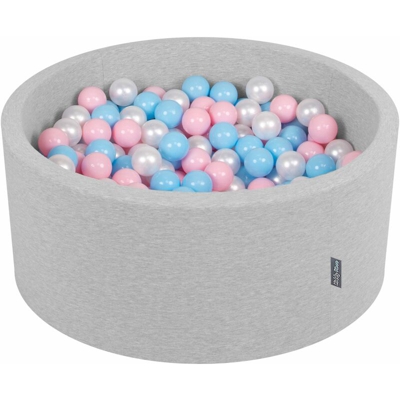 90X40cm/200 Palline ? 7CM Piscina Di Palline Colorate Per Bambini Tondo Fabbricato In EU, Grigio Ch:Azzurro/Rosa Ch/Perla - grigio ch:azzurro/rosa