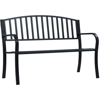 Panchina da Giardino 125 cm Nera in Acciaio - Nero - Vidaxl