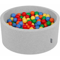 90X40cm/300 Palline ? 7CM Piscina Di Palline Colorate Per Bambini Tondo Fabbricato In EU, Grigio Ch:Giallo/Verde/Blu/Rosso/Aranacione - grigio en oferta