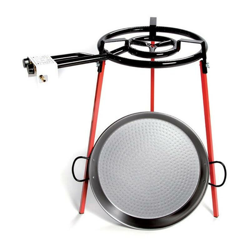 EDM - Set padella per paella lucido 38 cm con treppiede e bruciatore a gas 300 mm 76609 precio