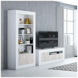 Mobile Porta Tv Moderno Televisione Salotto Bianco + Pino 139x42x53 Cm - 036627a en oferta