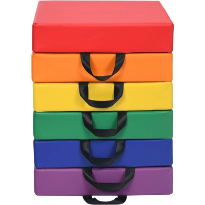 Costway - Tappeto per Bambini 6 Pezzi, Tappeto da Terra Cuscino Yoga Meditazione, per Camera da Letto e Salotto, Moderno 38x38x8cm (Quadrato)