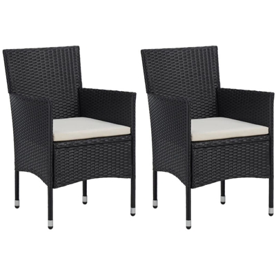 Asupermall - Set Sedie da Pranzo per Giardino 2 Pz in Polyrattan Nero