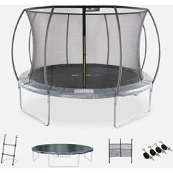 Trampolino rotondo Ã˜ 370cm grigio - Saturne Inner XXL â€“ trampolino da giardino con rete di protezione interna, scaletta, telo, rete di stoccaggio precio