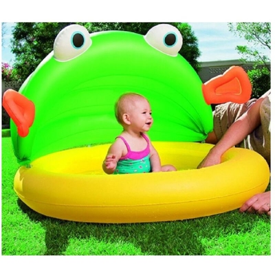 Tradeshop - PISCINA FORMA RANA CON PARASOLE PER BAMBINI 152 X 30 CM DA GIARDINO MARE