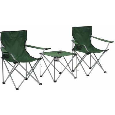 vidaXL Set Tavolo e Sedie da Campeggio 3 pz Verde - Verde