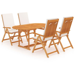 vidaXL Set da Pranzo da Giardino 5 pz con Cuscini in Legno di Teak - Marrone características