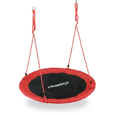 Relaxdays - Altalena da Giardino a Nido, per Bambini e Adulti, Regolabile, Ø 110 cm, Portata Max. 100 kg, Rossa