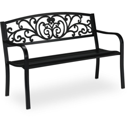 Relaxdays - Panca da Giardino per 2 Persone, Stile Antico, Balcone, Arredamento da Esterno, HxLxP: 81x127x56 cm, Nero características