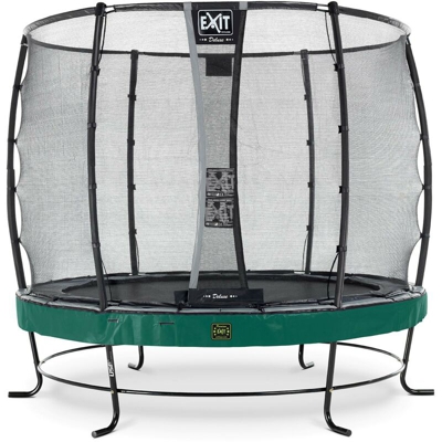 SOLO TRAMPOLINO Tappeto elastico da giardino rotondo 251cm con rete di sicurezza Deluxe - verde. Con telaio molto stabile. Un trampolino elastico di