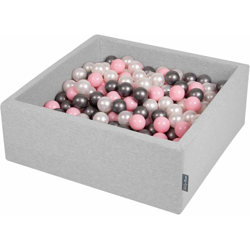 90X30cm/300 Palline ? 7CM Quadrato Piscina Di Palline Colorate Per Bambini Fabbricato In EU, Grigio Ch:Perla/Rosia Chiaro/Argento - grigio en oferta