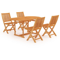 vidaXL Set da Pranzo da Giardino 5 pz in Legno Massello di Teak - Marrone en oferta