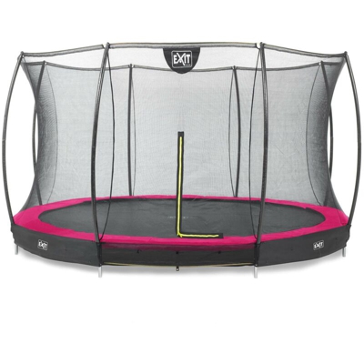 Exit - SOLO TRAMPOLINO Tappeto elastico da giardino interrato rotondo 366cm con rete di sicurezza - rosa. Sicurezza e qualità