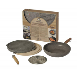 Set Utensili Da Cucina Multifunzione 28Cm+Grill+Tagliere+Padella+Spargifiamme características