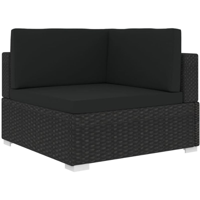 Asupermall - Poltrona Modulare ad Angolo 1 pz con Cuscini in Polyrattan Nero