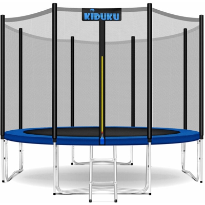 KIDUKU® Trampolino, Tappeto Elastico per Giardino Ø 305 cm | Set Completo con Rete di Sicurezza, Scaletta, Copertura, Ancoraggi e Accessori |