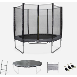 Trampolino da giardino, dimensioni: 250 cm, colore: Grigio, con rete di protezione - modello: Pluton | Alta QualitÃ | Norme UE. - Grigio características