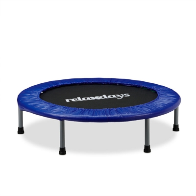 Relaxdays - Trampolino per Bambini, Tappeto Elastico Pieghevole, Capacità max. 45 kg, HxLxP: 22 x 91 x 91 cm, Nero Blu