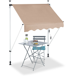 Relaxdays - Tenda da Sole, Protezione per il Balcone, Regolabile, senza Forare, a Manovella, 150 cm di Larghezza, Beige características